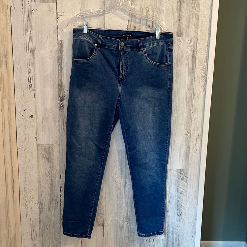 Universal Standard Seine 27” inseam true blue high rise skinny jeans size 14